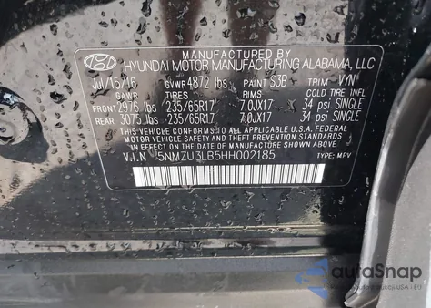 2017 Hyundai Santa Fe Sport 2.4L из США, поврежденный, VIN 5NMZU3LB5HH002185